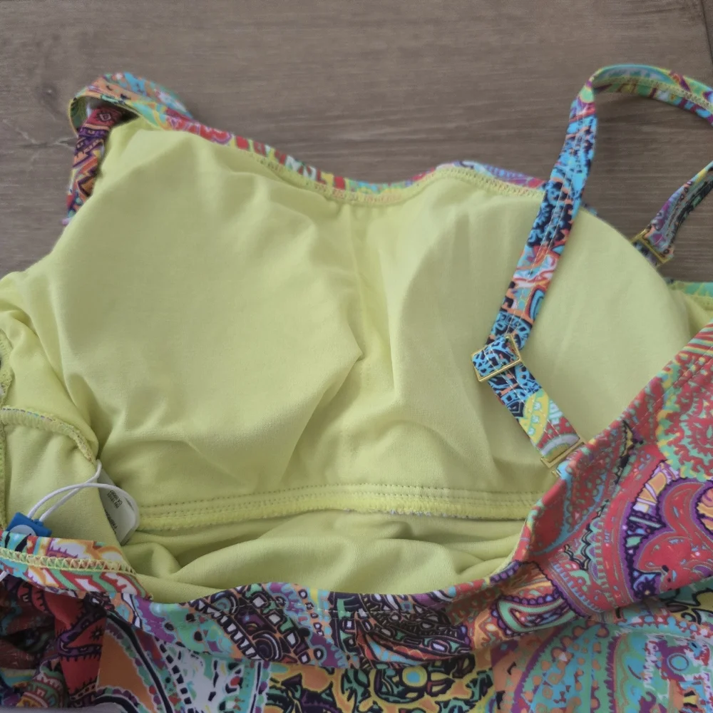 Bleu Rod Beattie Multicolor Paisley One Piece Swimsuit Size 8 Boho - Picture 7 of 8